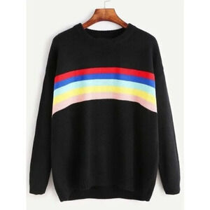 Free Valley Rainbow Stripe Crew Neck Sweater S